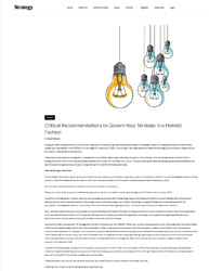Critical Recommendations to Govern Your Strategy in a Holistic Fashion